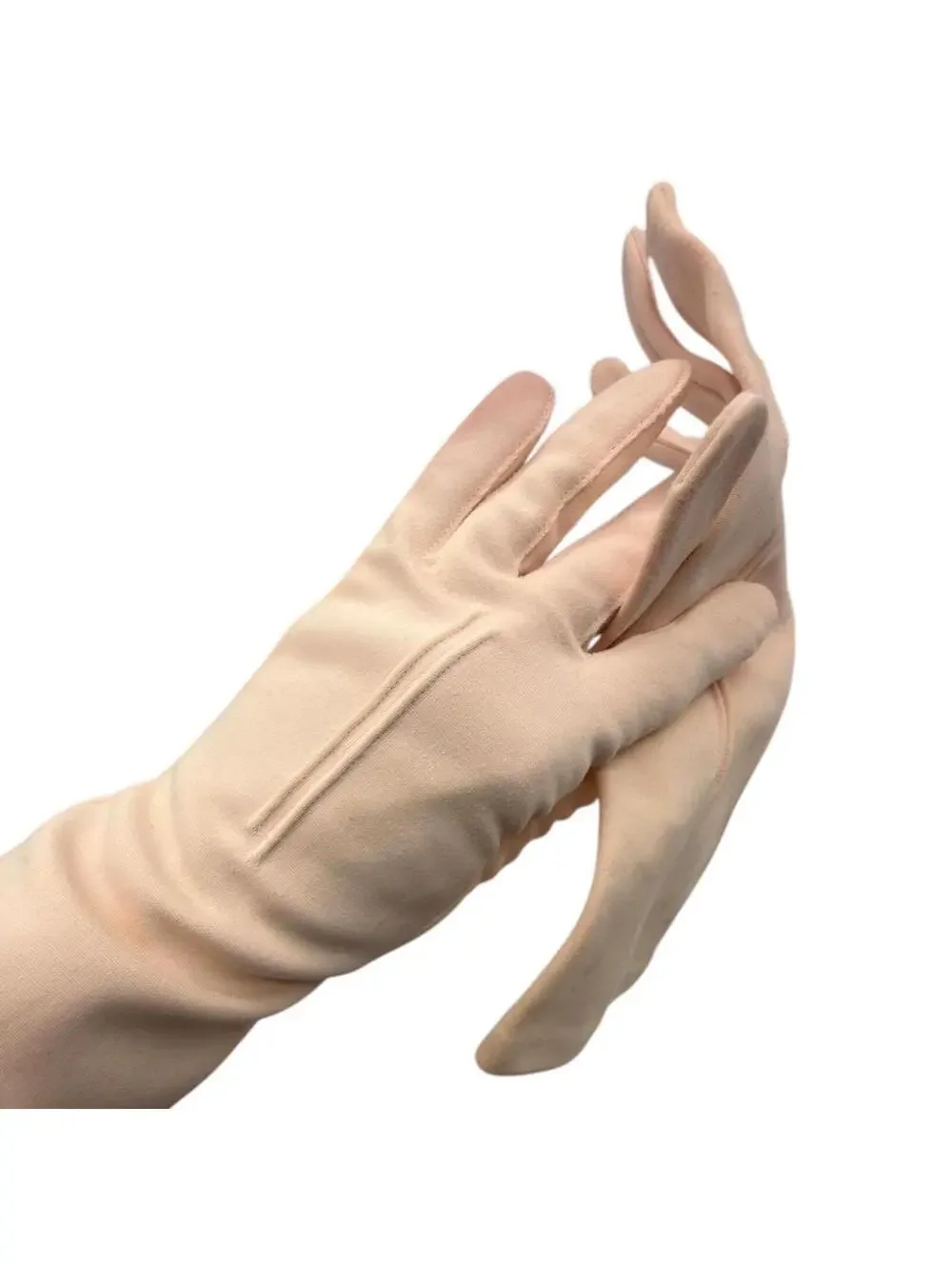 Vintage 1950s 1960s Hanson Pink Gloves, Cotton Size 6 1/2 Prom Gloves, Cocktail